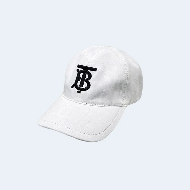 버버리 TB 자수 로고 화이트 코튼 베이스볼 캡
