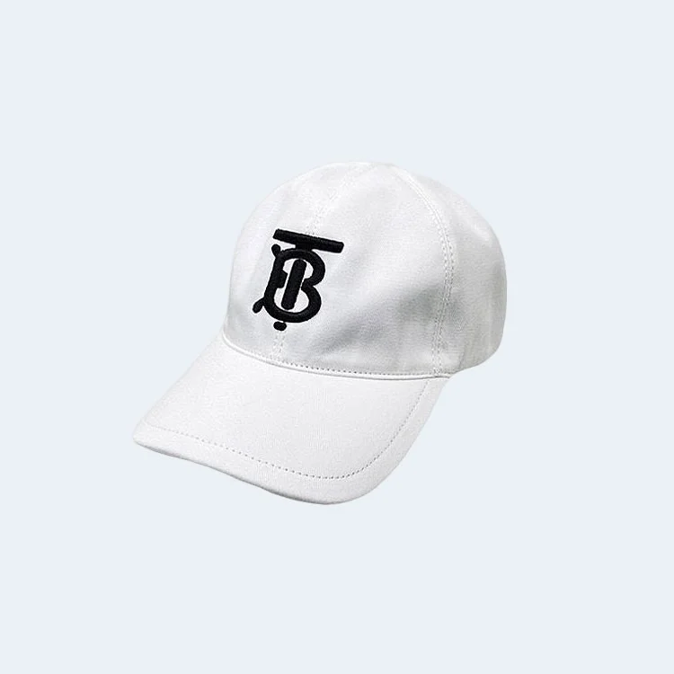 버버리 TB 자수 로고 화이트 코튼 베이스볼 캡