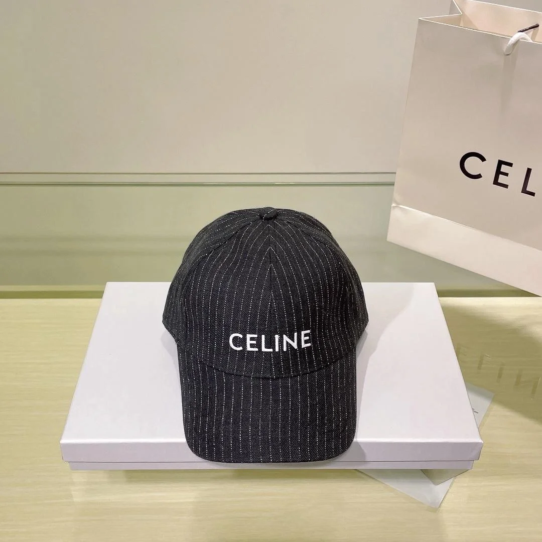 셀린느 스트라이프 데님 베이스볼 캡