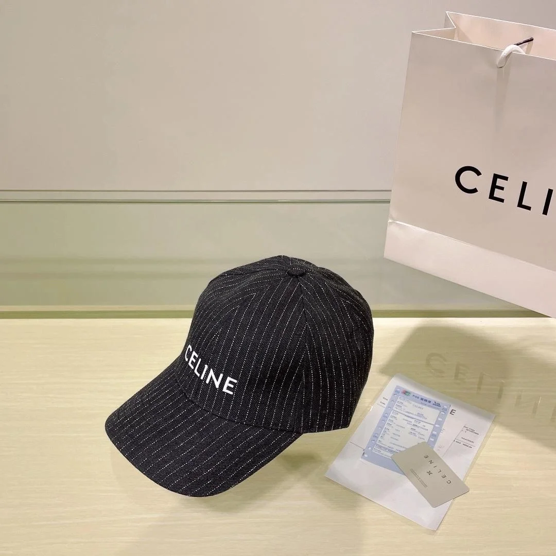 셀린느 스트라이프 데님 베이스볼 캡