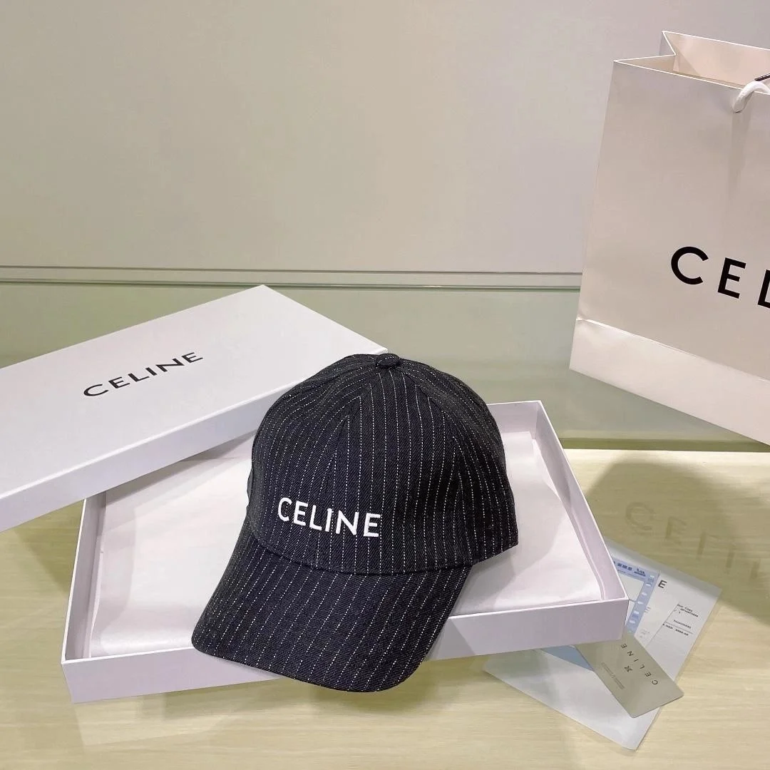 셀린느 스트라이프 데님 베이스볼 캡