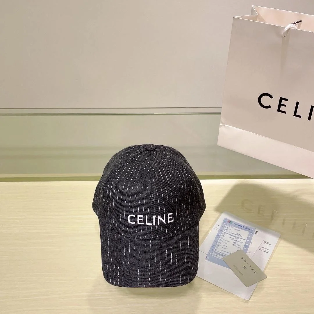 셀린느 스트라이프 데님 베이스볼 캡