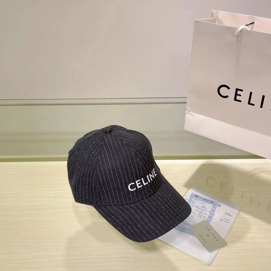 셀린느 스트라이프 데님 베이스볼 캡