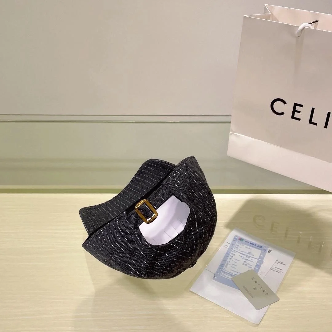 셀린느 스트라이프 데님 베이스볼 캡