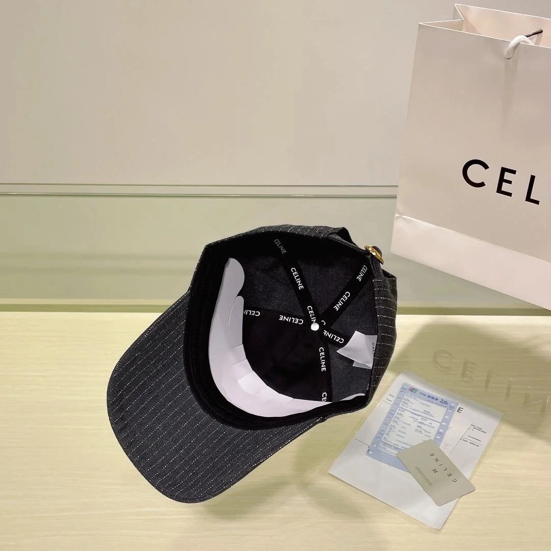 셀린느 스트라이프 데님 베이스볼 캡