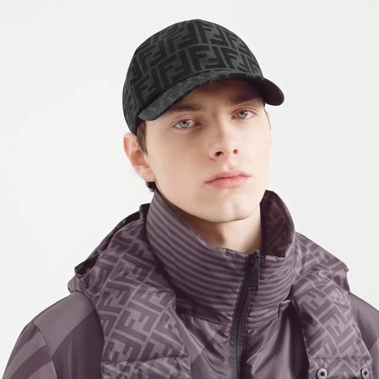 펜디 블랙 패브릭 베이스볼 캡