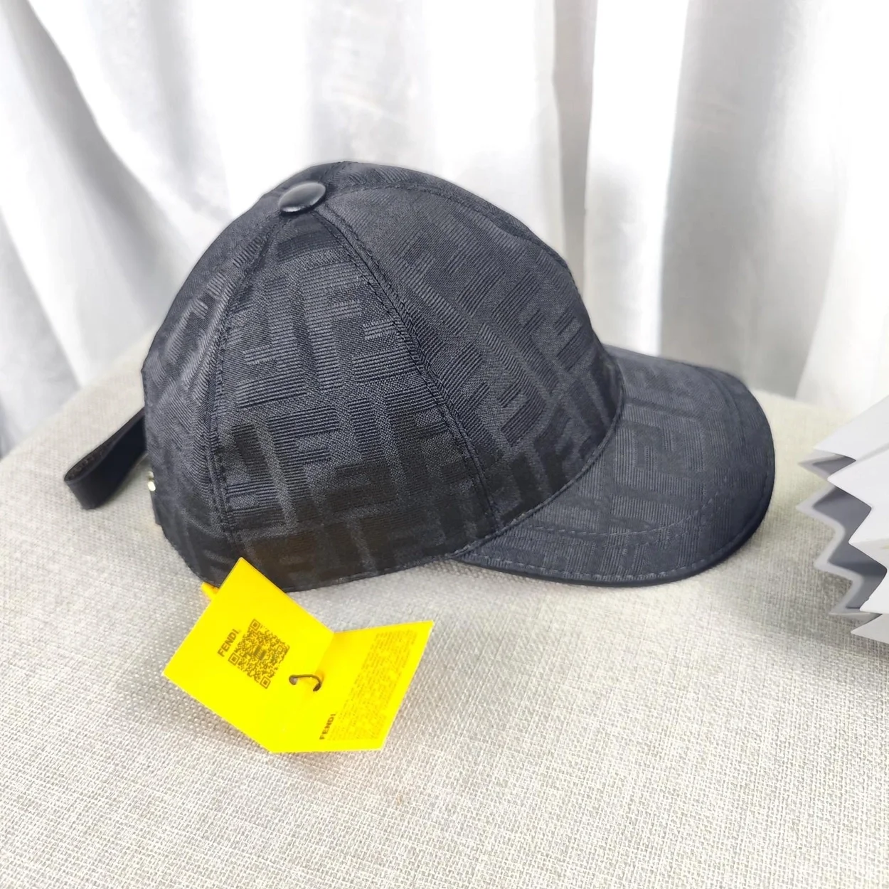 펜디 블랙 패브릭 베이스볼 캡