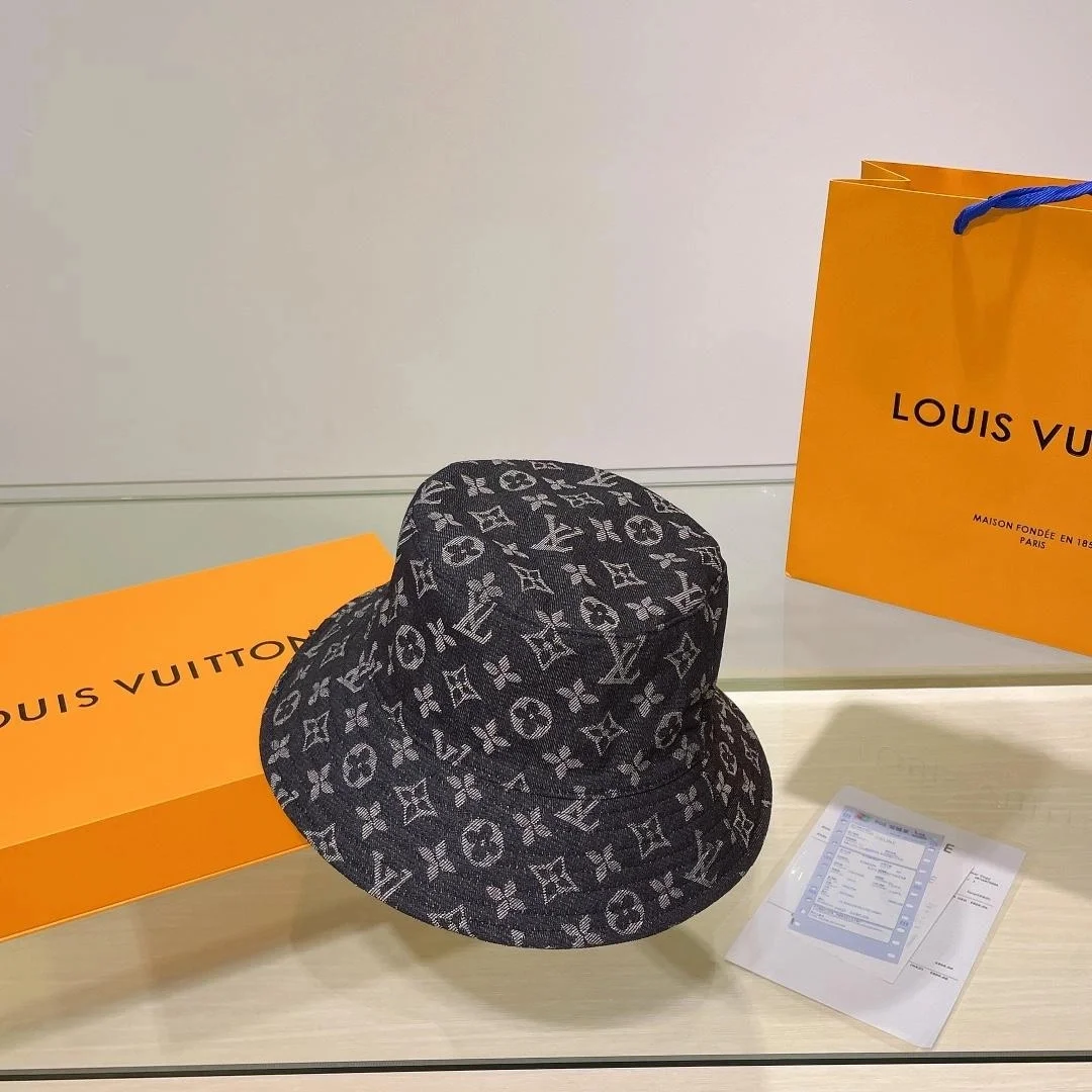 루이비통 모노그램 자카드 블랙 데님 버킷 햇
