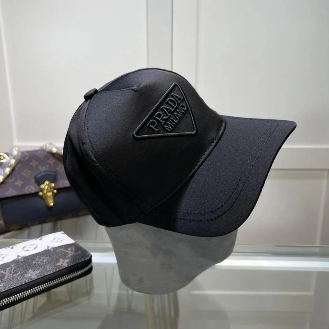 프라다 드릴 블랙 코튼 베이스볼 캡
