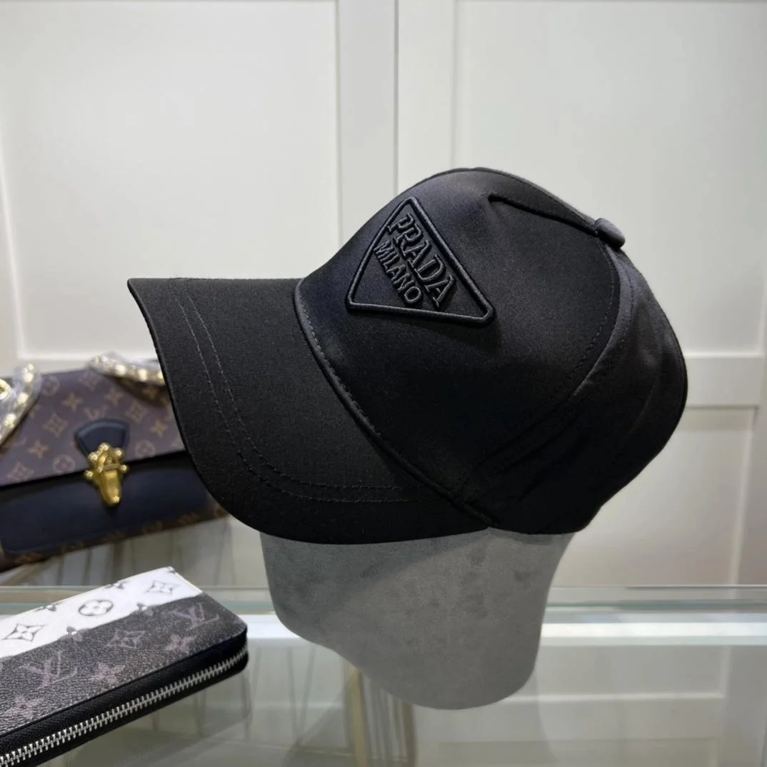 프라다 드릴 블랙 코튼 베이스볼 캡