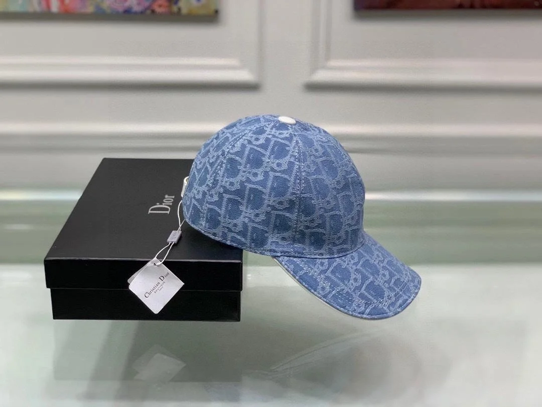 디올 오블리크 자카드 라이트 블루 베이스볼 캡