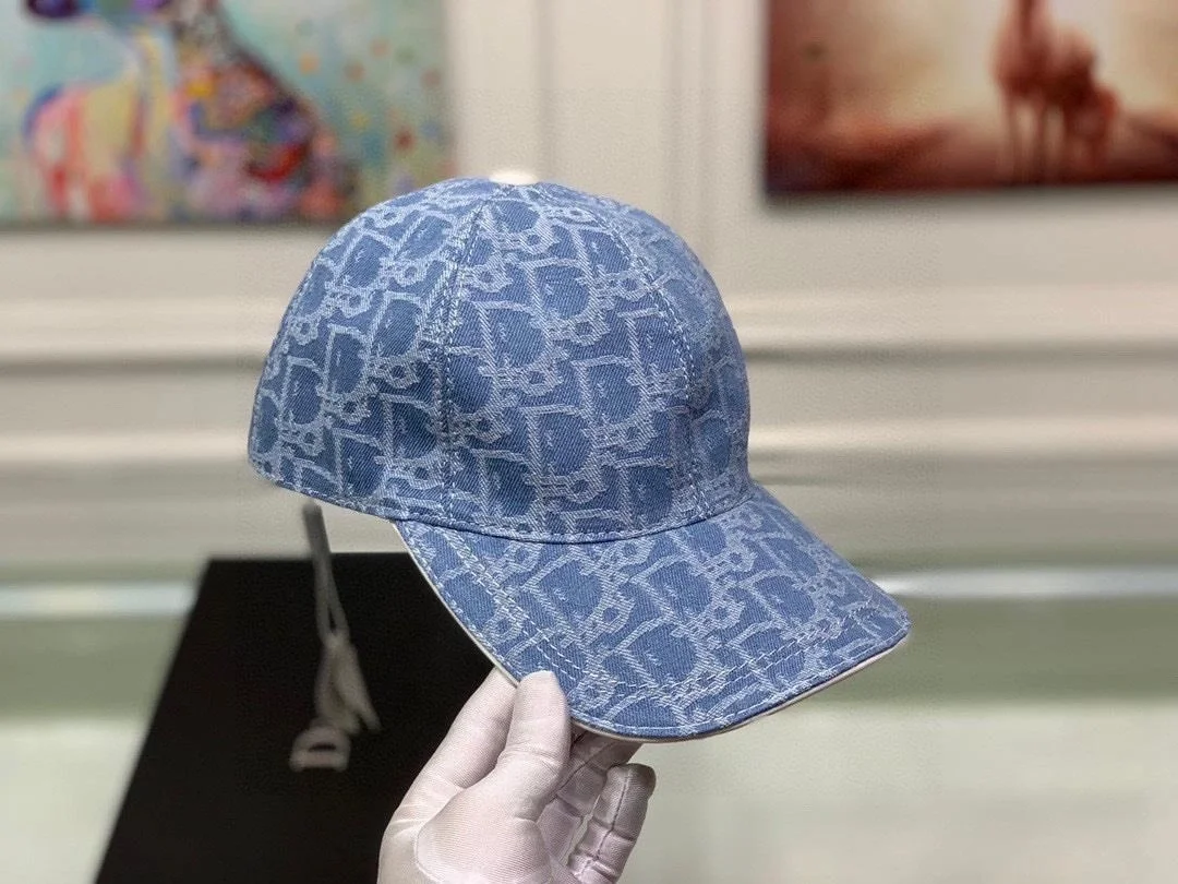 디올 오블리크 자카드 라이트 블루 베이스볼 캡