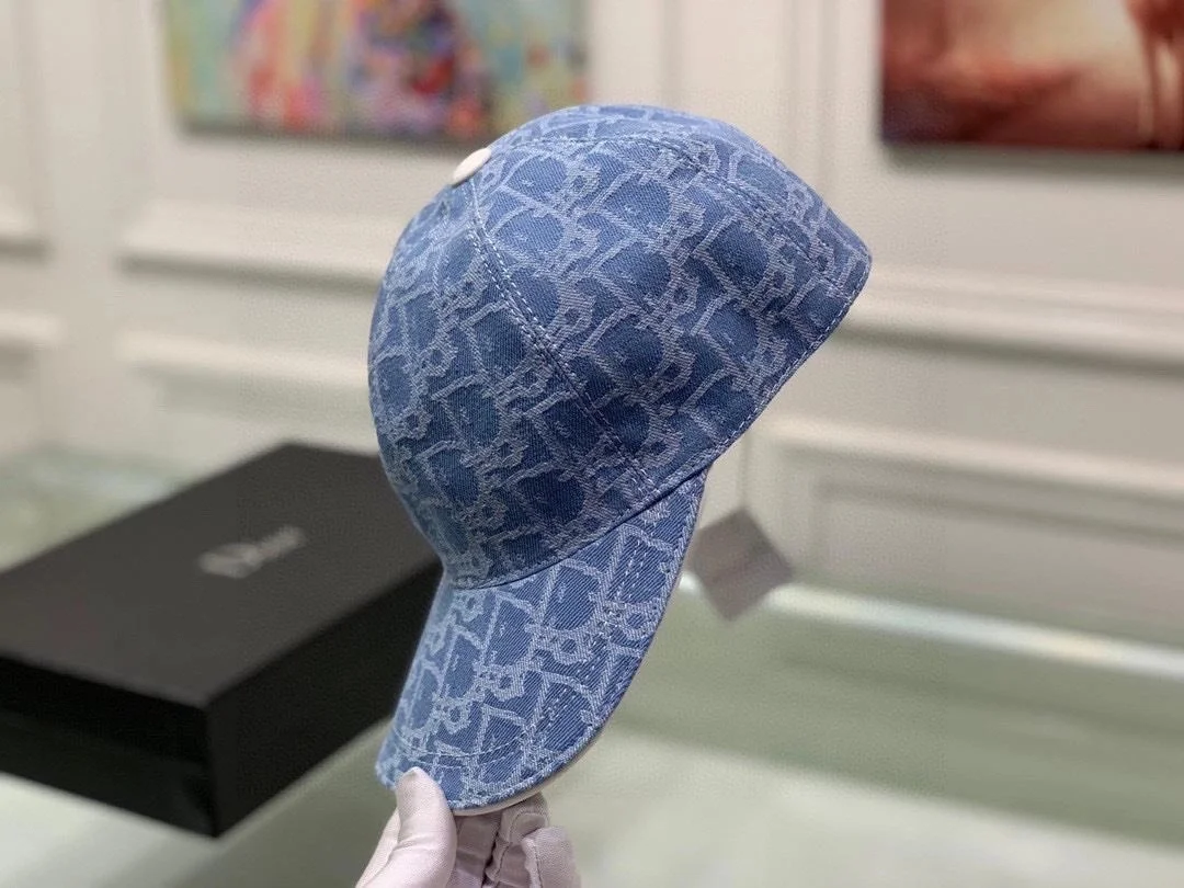 디올 오블리크 자카드 라이트 블루 베이스볼 캡