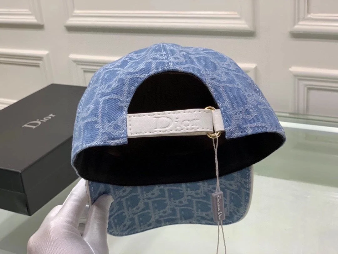 디올 오블리크 자카드 라이트 블루 베이스볼 캡