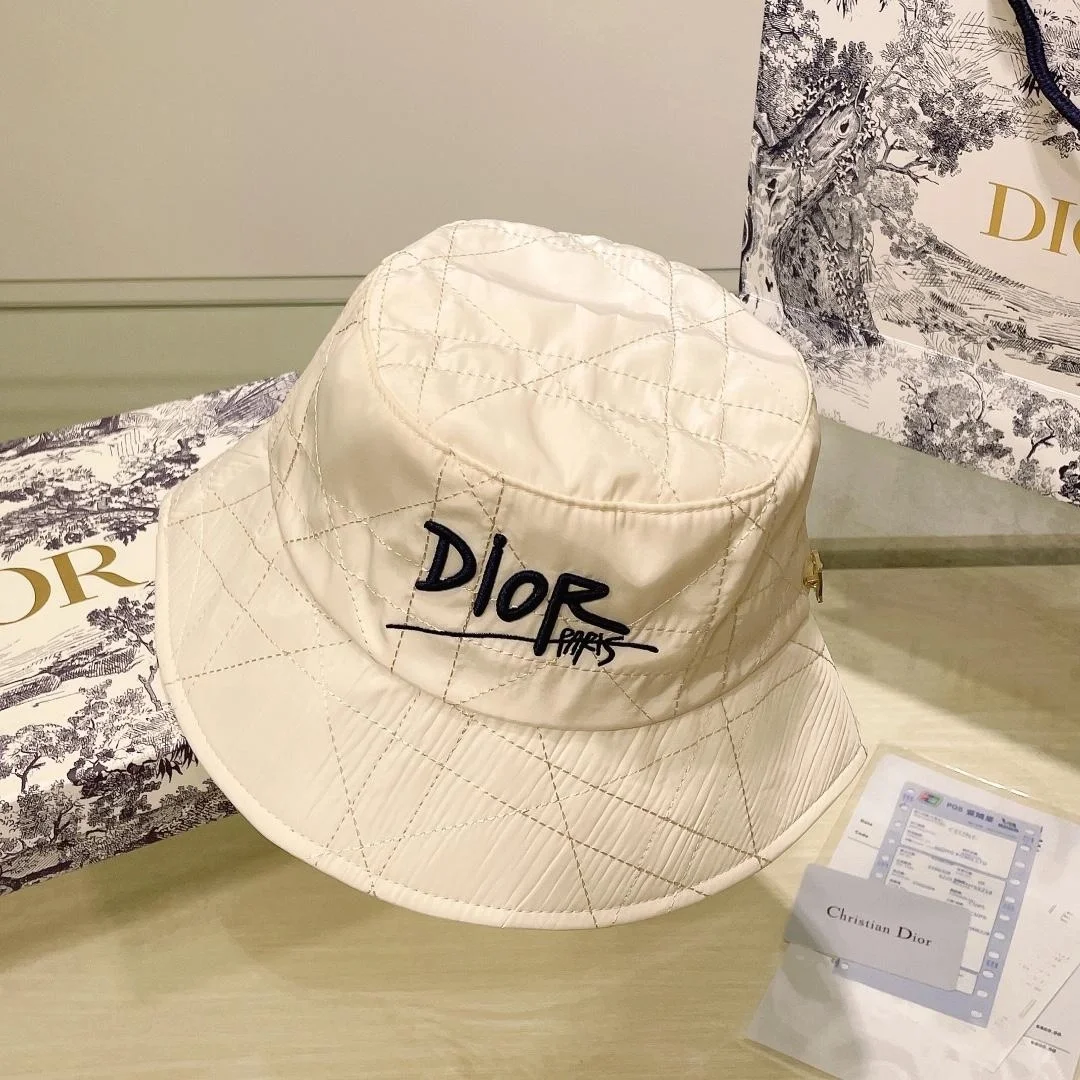 디올 베이지 나일론 버킷 햇