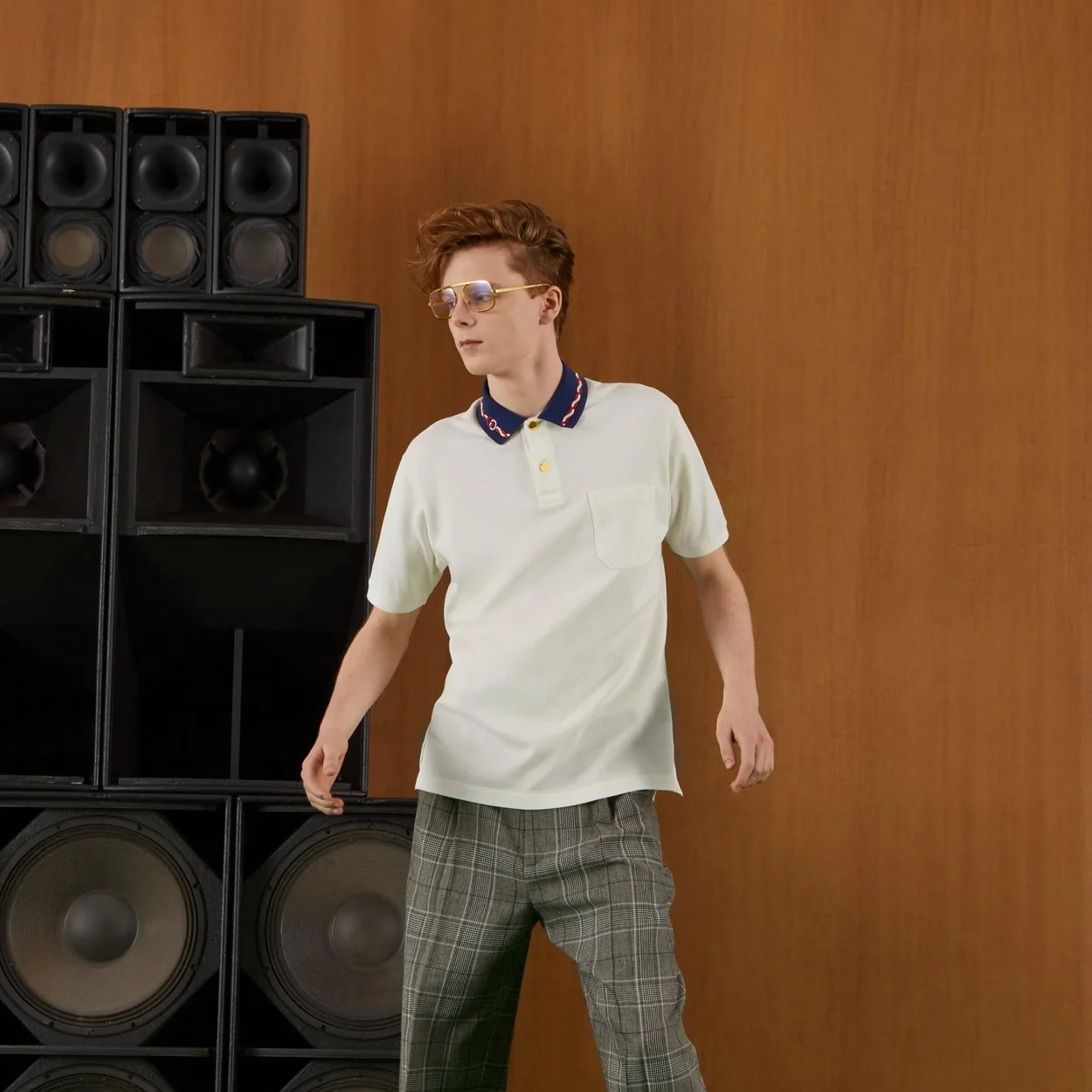 구찌 자수 스트레치 코튼 피케 폴로 셔츠