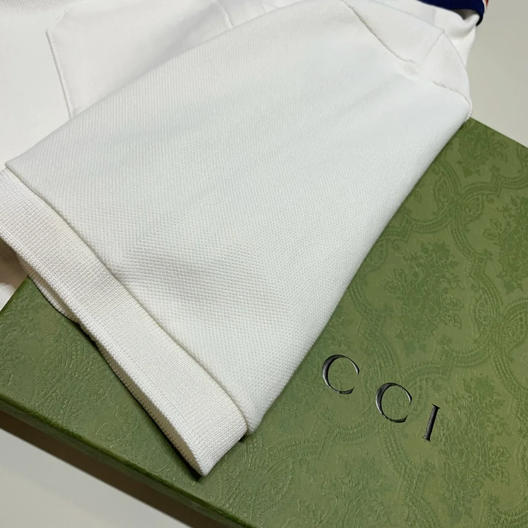 구찌 자수 스트레치 코튼 피케 폴로 셔츠