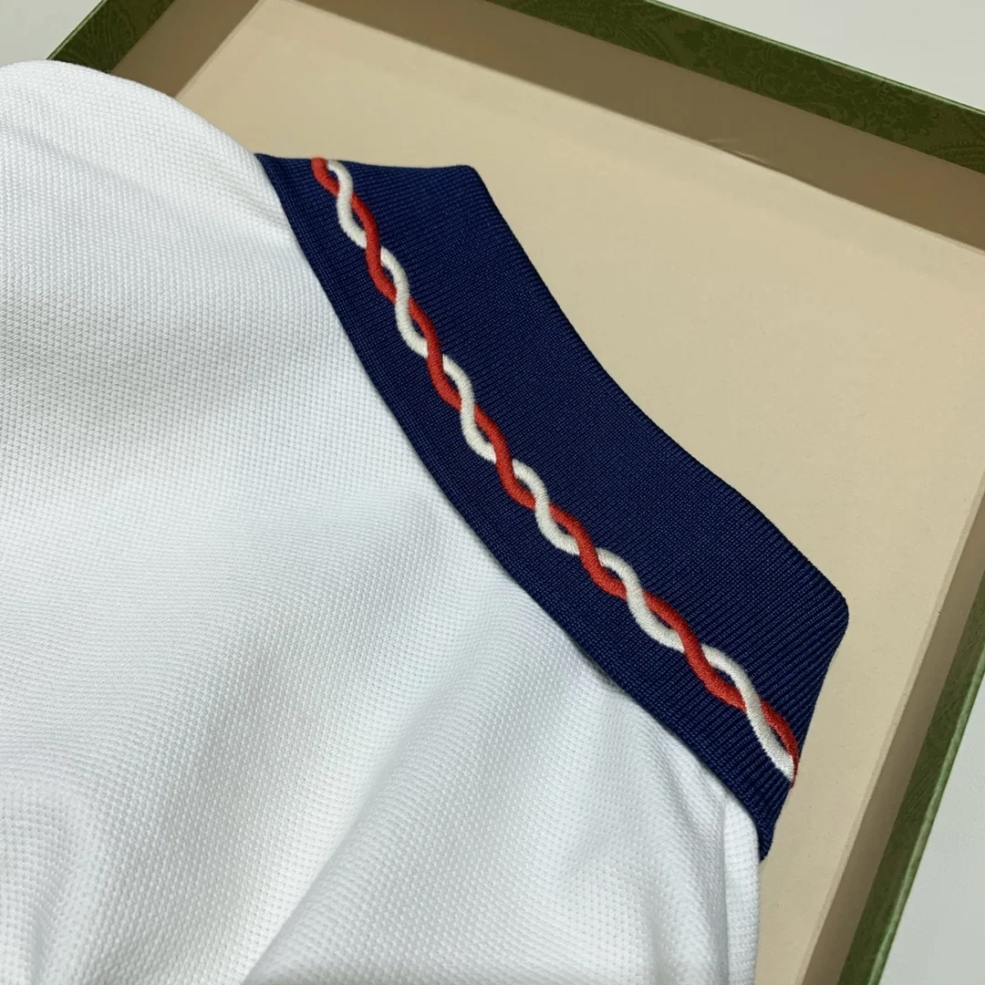 구찌 자수 스트레치 코튼 피케 폴로 셔츠