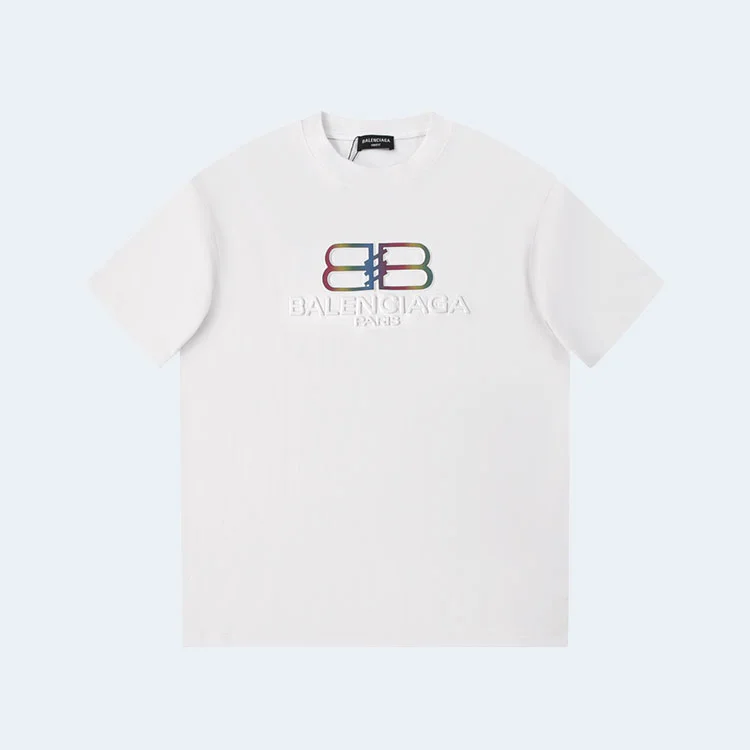 발렌시아가 BB 로고 화이트 티셔츠