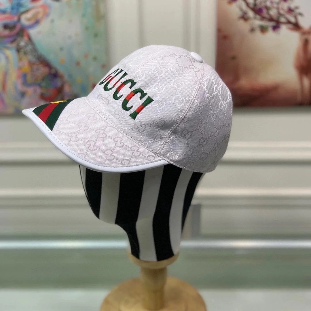 구찌 비 웨빙 화이트 베이스볼 캡