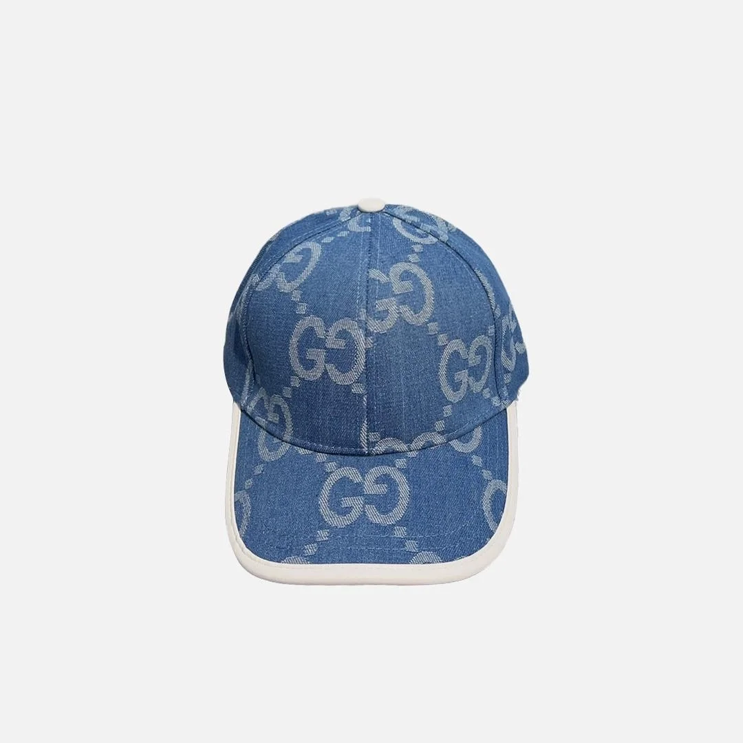 구찌 데님 코튼 라이트 블루 베이스볼 캡