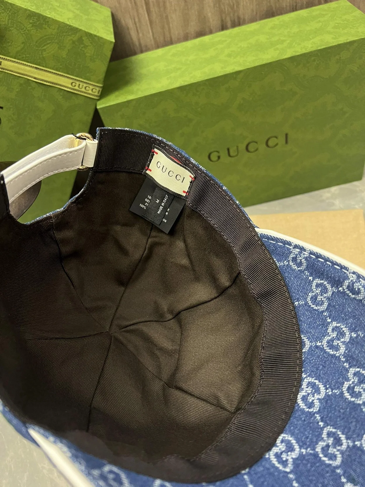 구찌 GG 자카드 웨빙 블루 코튼 베이스볼 캡