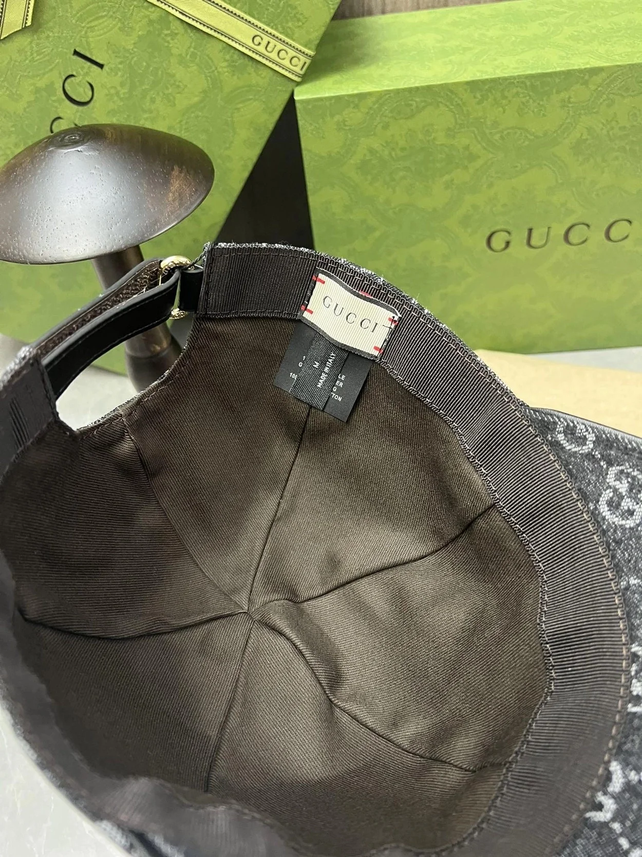 구찌 GG 자카드 웨빙 블랙 코튼 베이스볼 캡