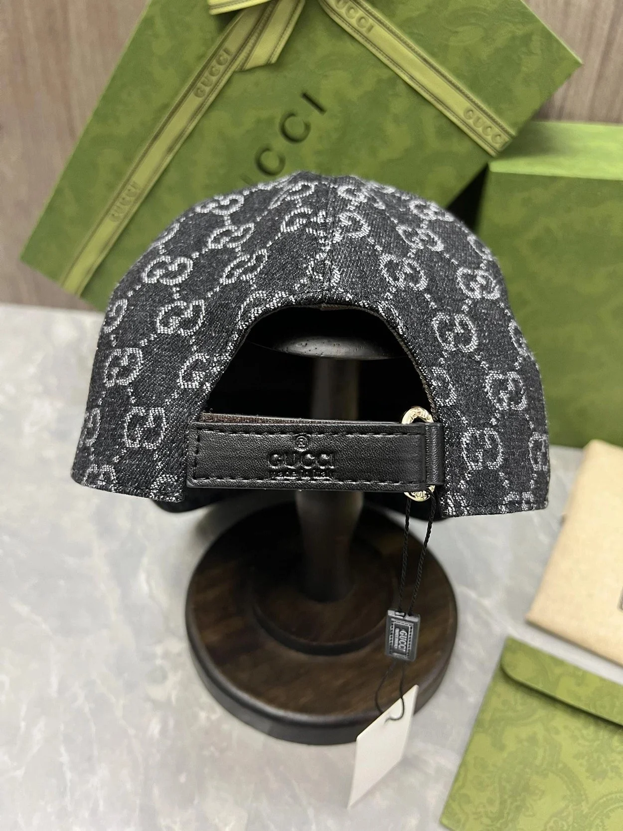 구찌 GG 자카드 웨빙 블랙 코튼 베이스볼 캡