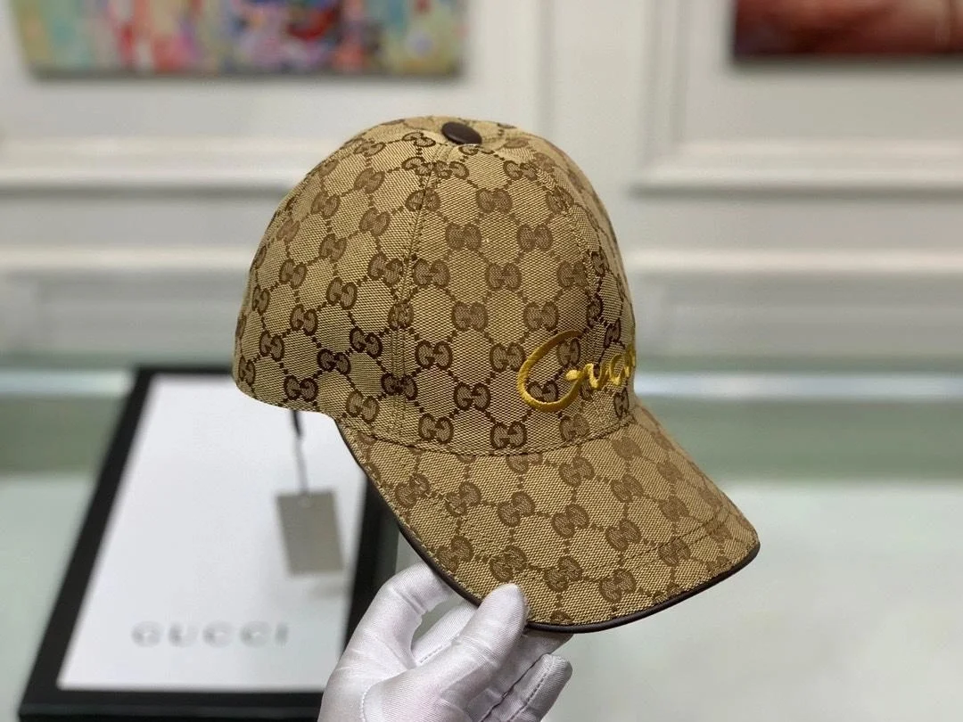 구찌 GG 자카드 로고 베이지 베이스볼 캡