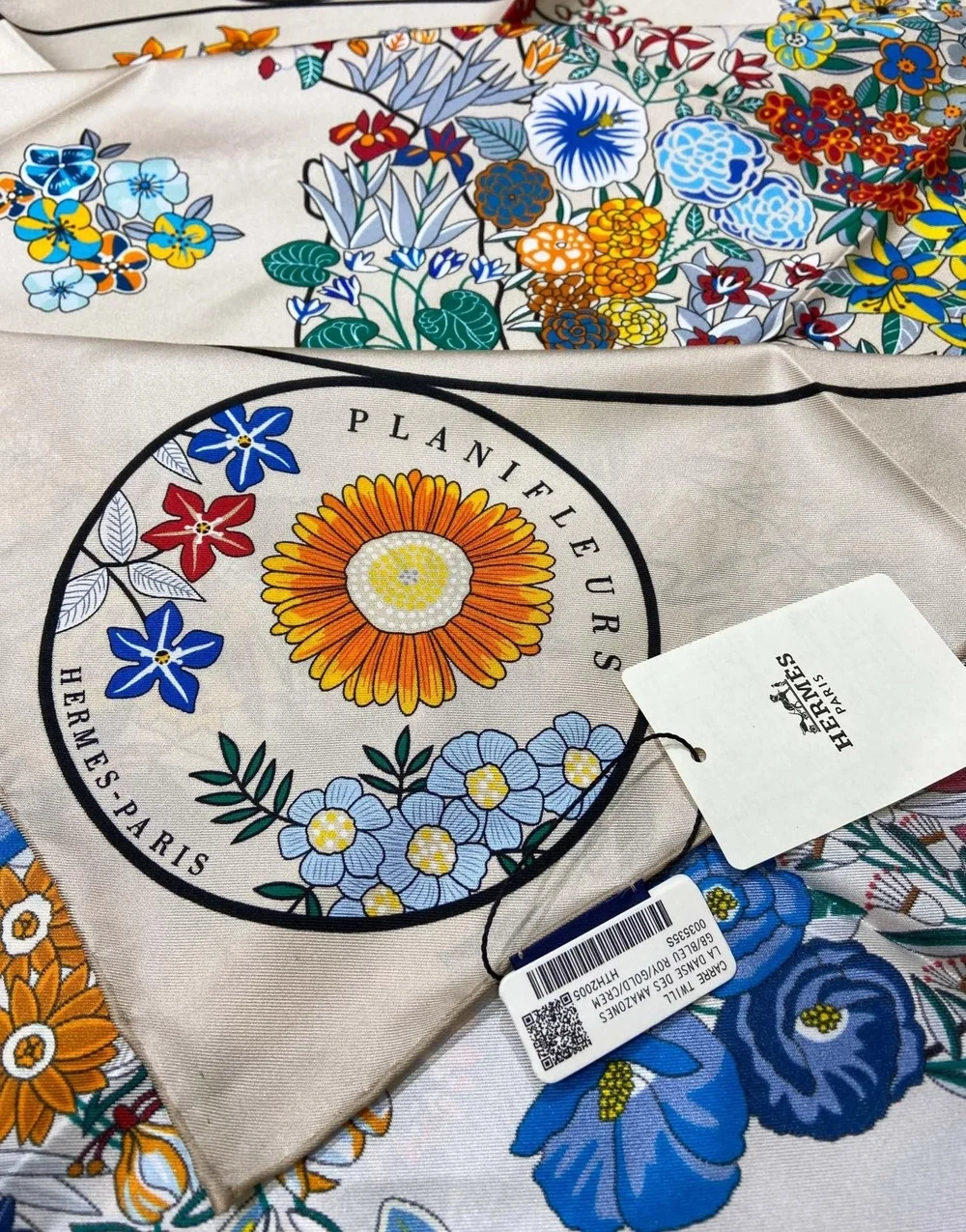 에르메스 플랑플뢰르 90 크림 스카프