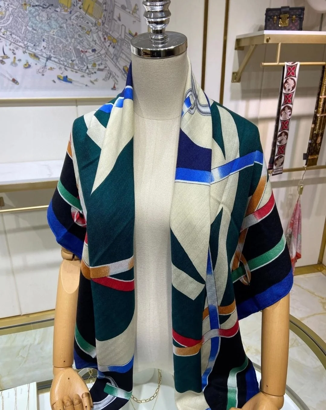 에르메스 Figure Artistique 90 마린 스카프