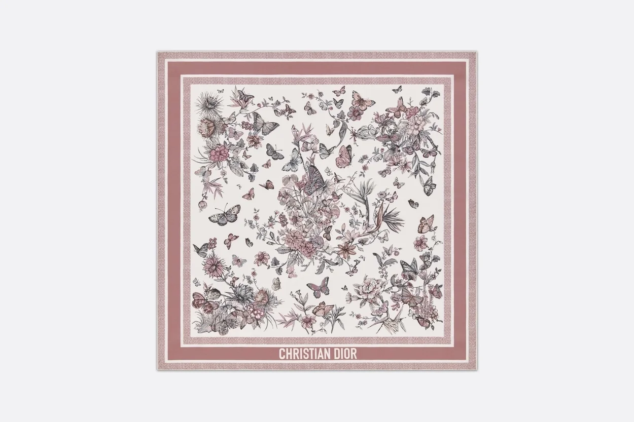 디올 TOILE DE JOUY 멕시코 90 스퀘어 핑크 스카프