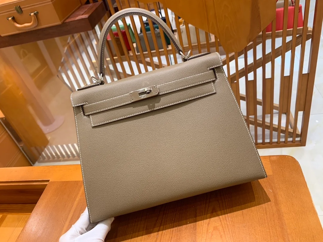 에르메스 켈리 28 셀리에 엘리펀트 그레이 실버 하드웨어 (100% HAND MADE)