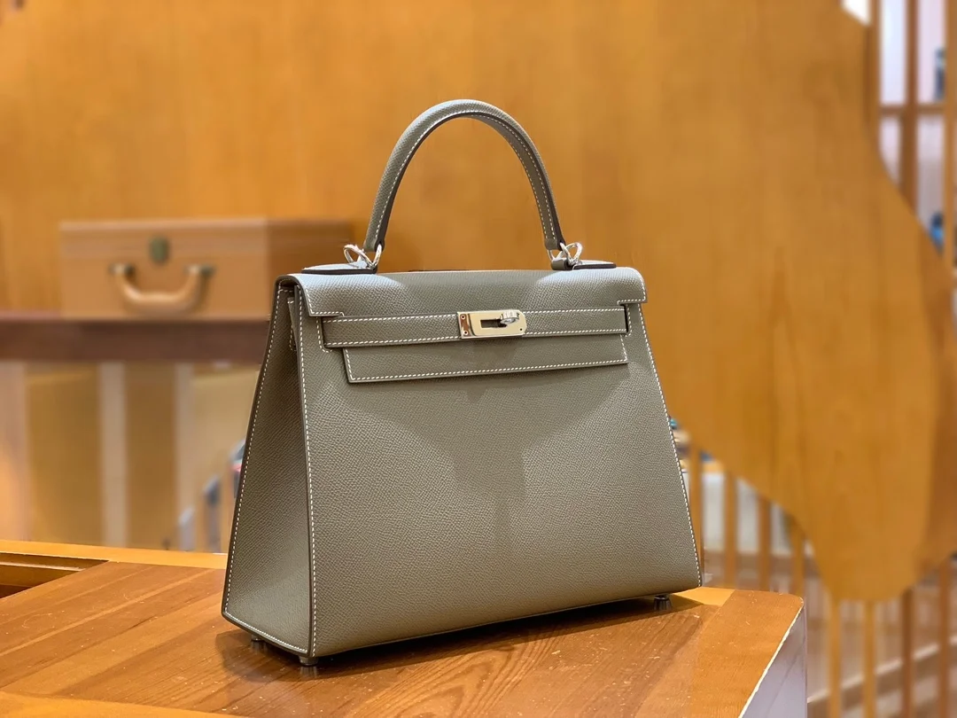 에르메스 켈리 28 셀리에 엘리펀트 그레이 실버 하드웨어 (100% HAND MADE)