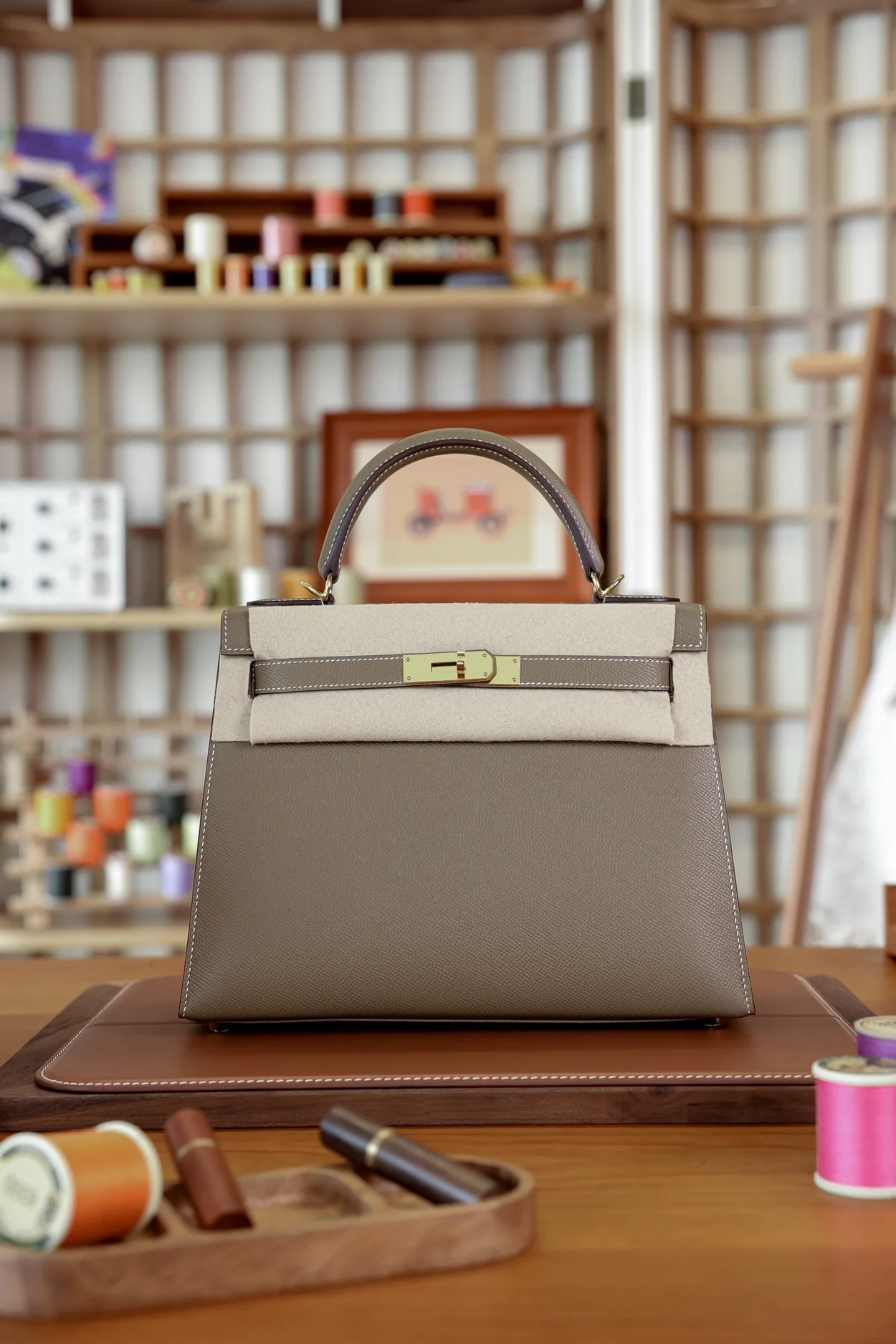 에르메스 켈리 25 셀리에 에토프 골드 하드웨어 (100% HAND MADE)