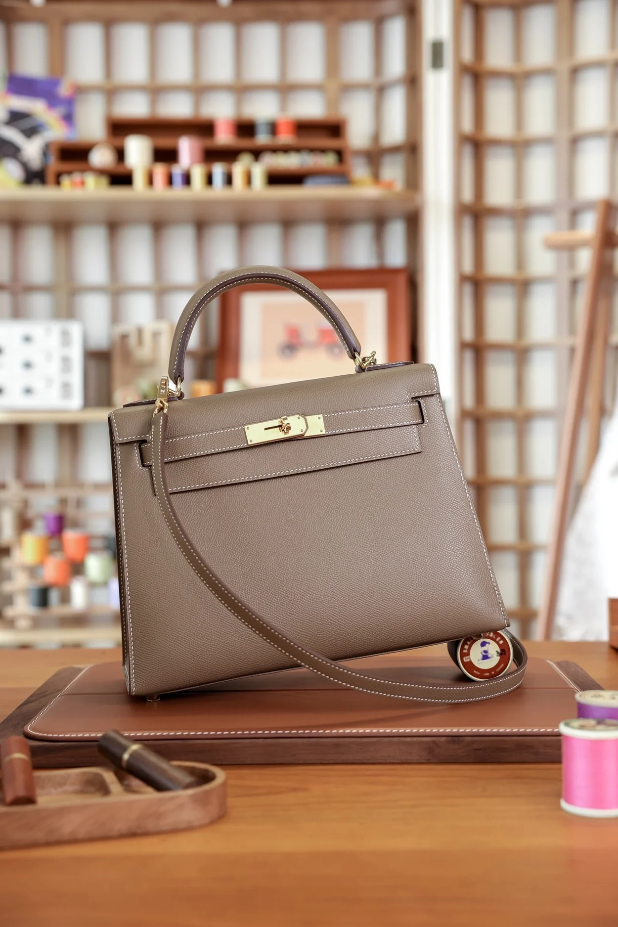 에르메스 켈리 25 셀리에 에토프 골드 하드웨어 (100% HAND MADE)