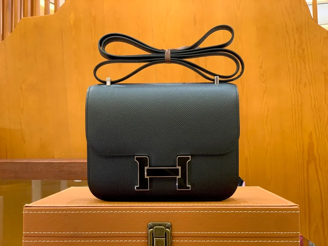 에르메스 콘스탄스 18 블랙 앱송 에나멜 인레이 버클 팔라듐 하드웨어 (100% HAND MADE)