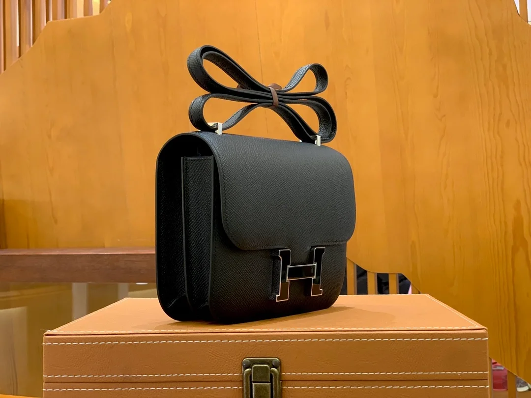 에르메스 콘스탄스 18 블랙 앱송 에나멜 인레이 버클 팔라듐 하드웨어 (100% HAND MADE)