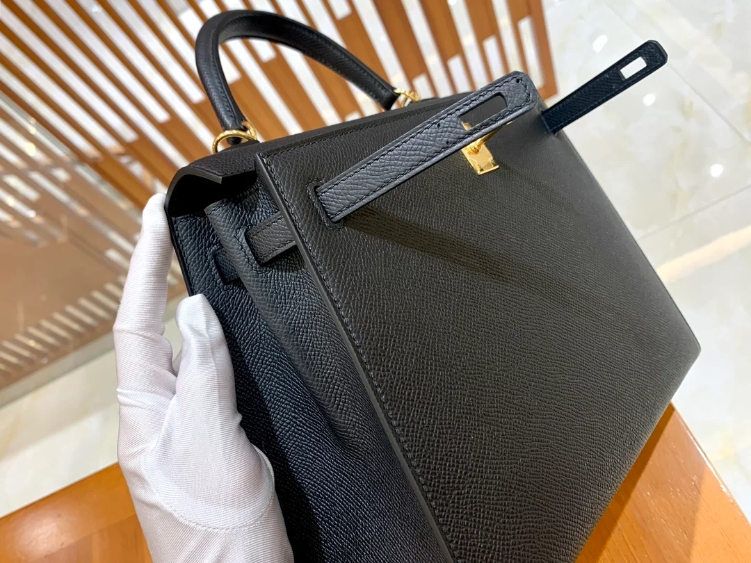 에르메스 켈리 25 셀리에 블랙 골드 하드웨어 (100% HAND MADE)