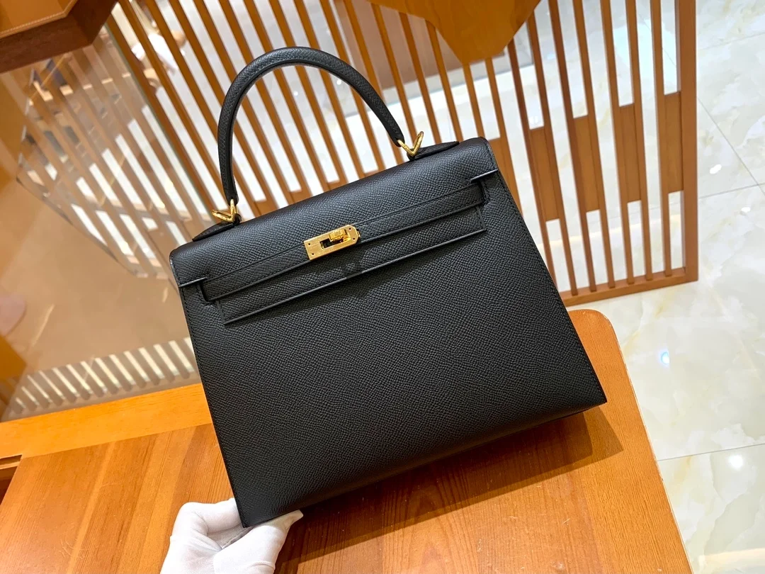 에르메스 켈리 25 셀리에 블랙 골드 하드웨어 (100% HAND MADE)