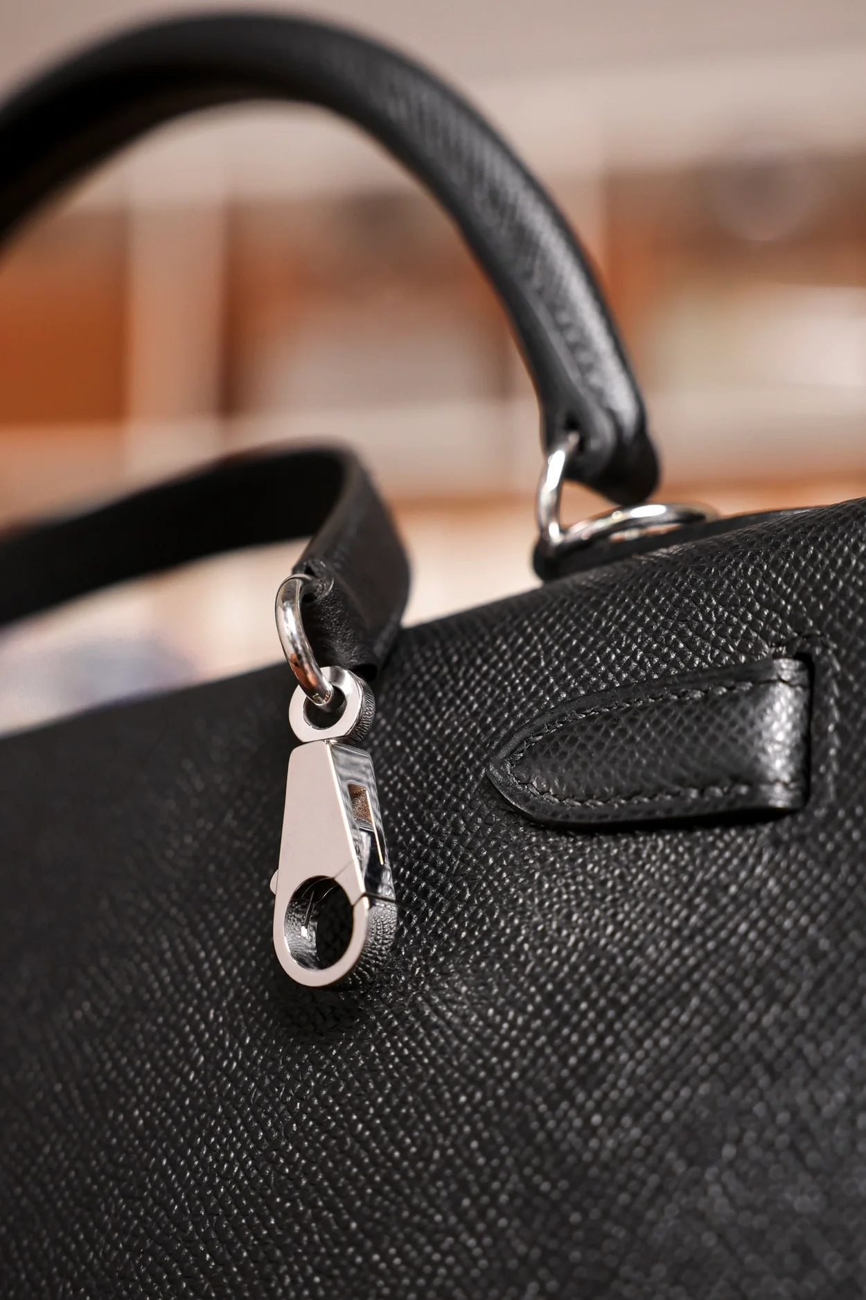 에르메스 켈리 28 셀리에 블랙 실버 하드웨어 (100% HAND MADE)