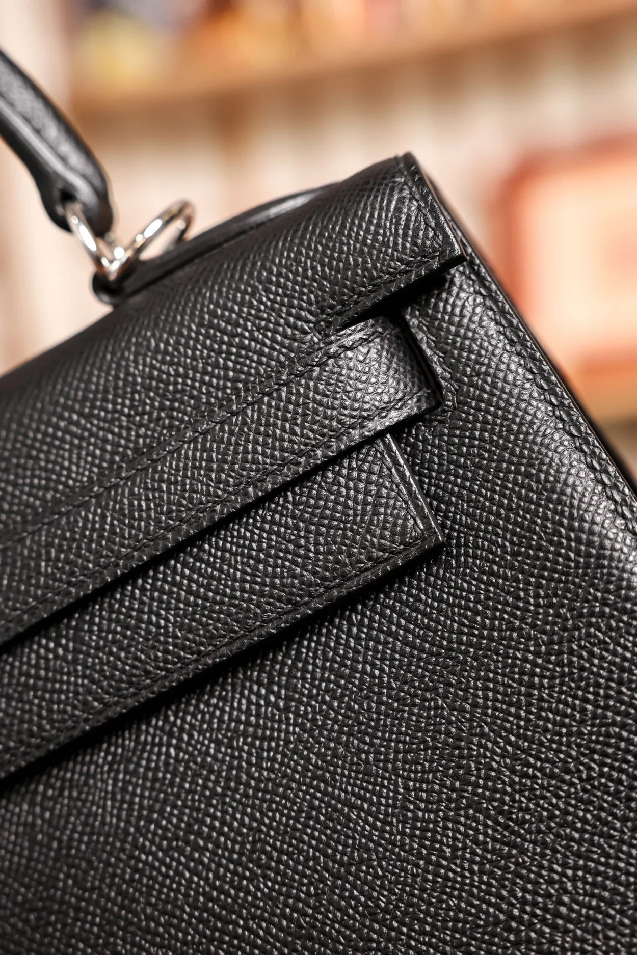 에르메스 켈리 28 셀리에 블랙 실버 하드웨어 (100% HAND MADE)