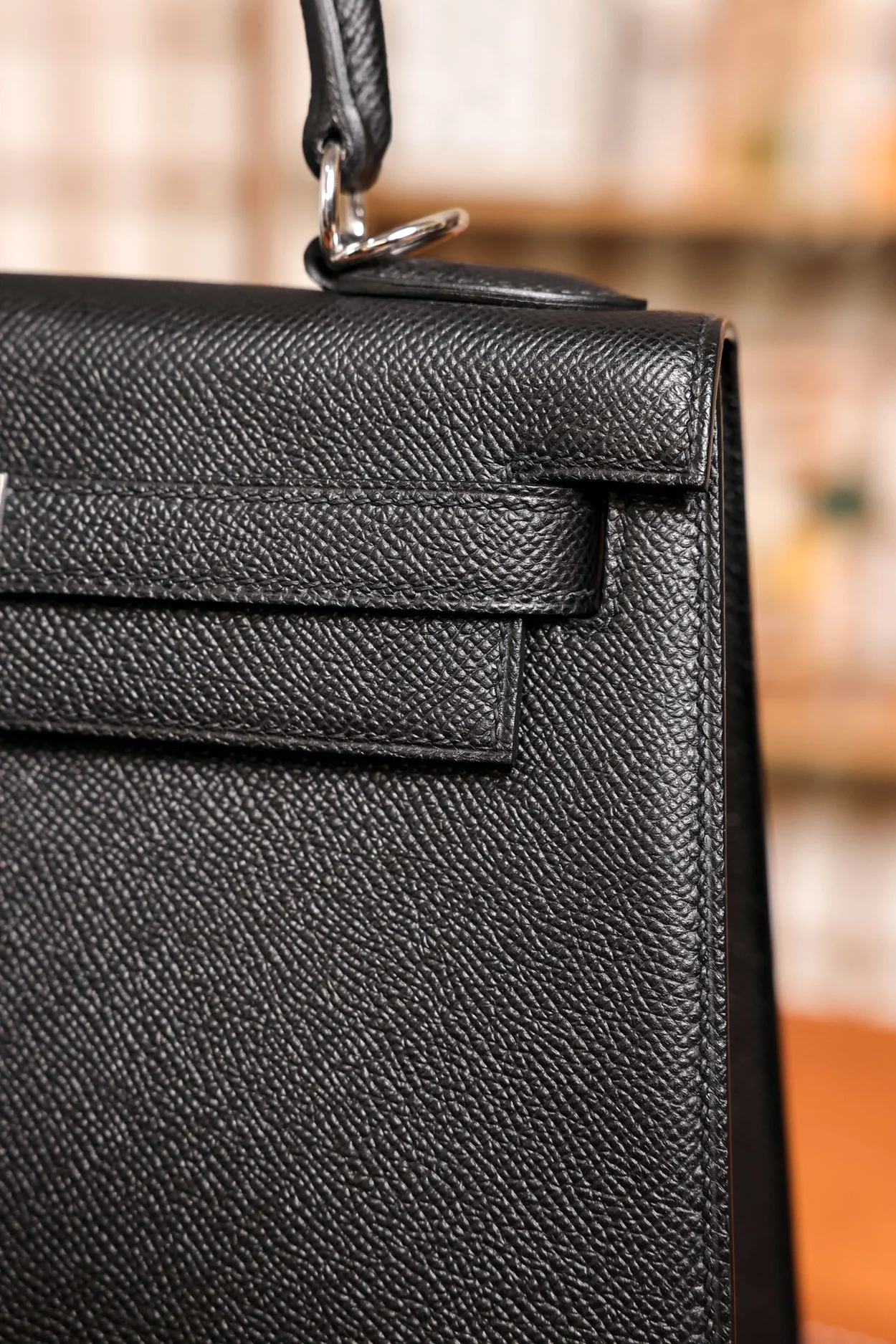 에르메스 켈리 28 셀리에 블랙 실버 하드웨어 (100% HAND MADE)