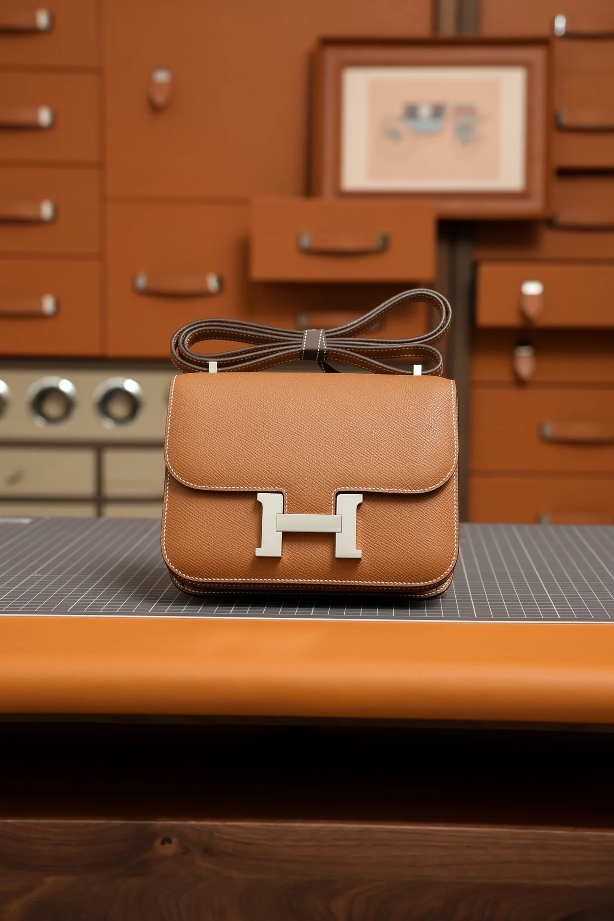 에르메스 콘스탄스 18 브라운 앱송 팔라듐 하드웨어 (100% HAND MADE)