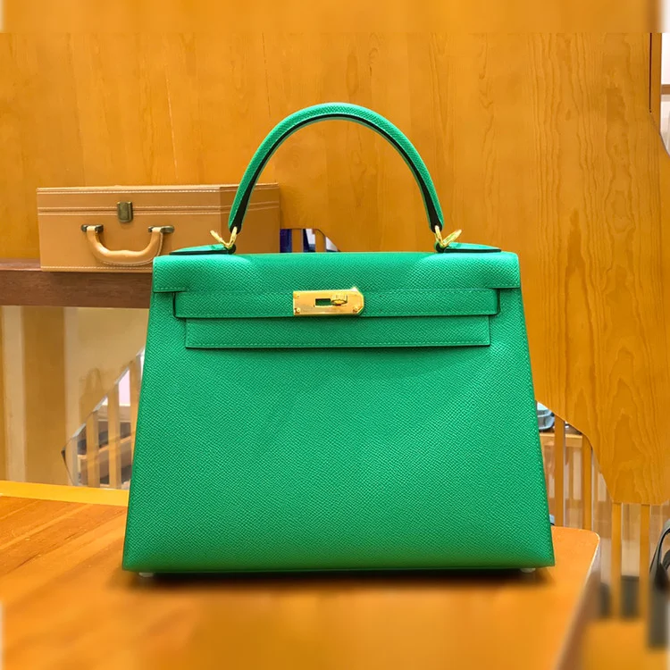 에르메스 켈리 28 셀리에 뱀부 그린 골드 하드웨어 (100% HAND MADE)