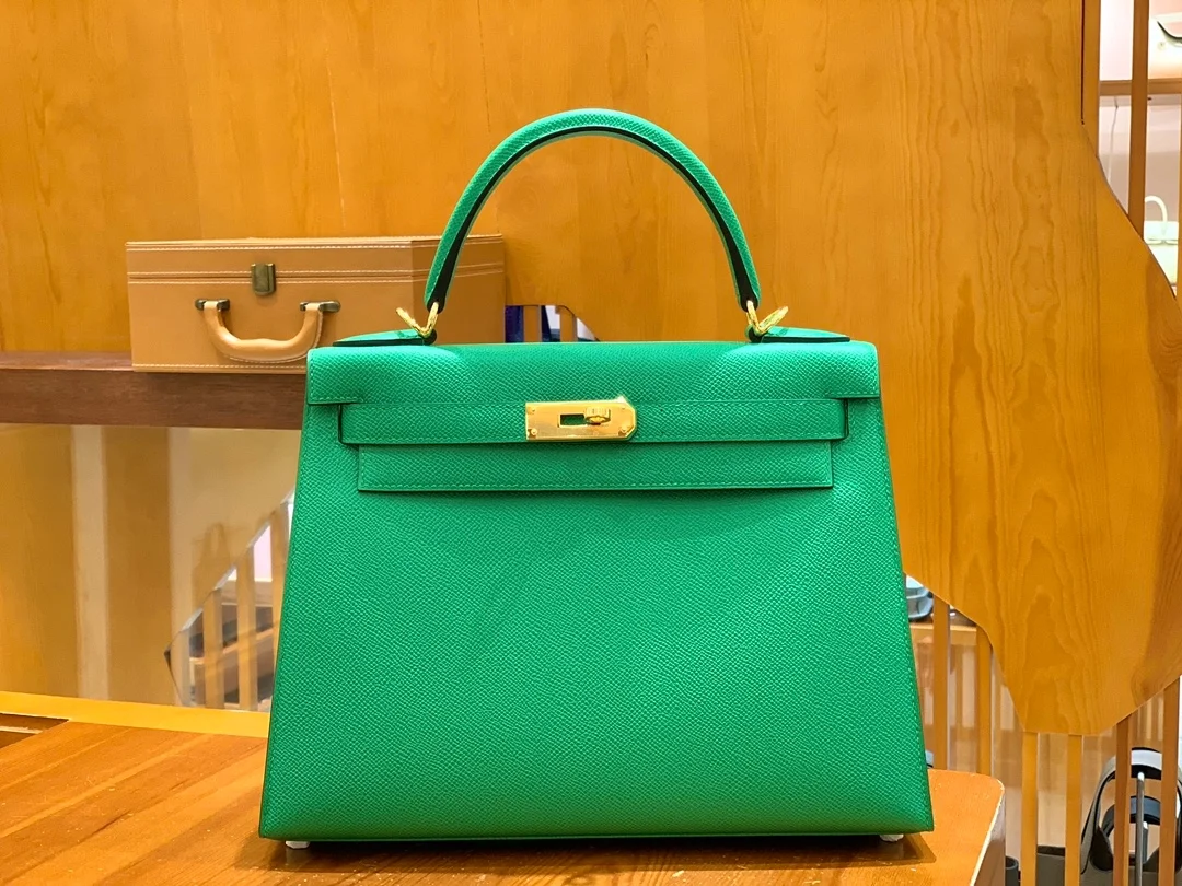 에르메스 켈리 28 셀리에 뱀부 그린 골드 하드웨어 (100% HAND MADE)