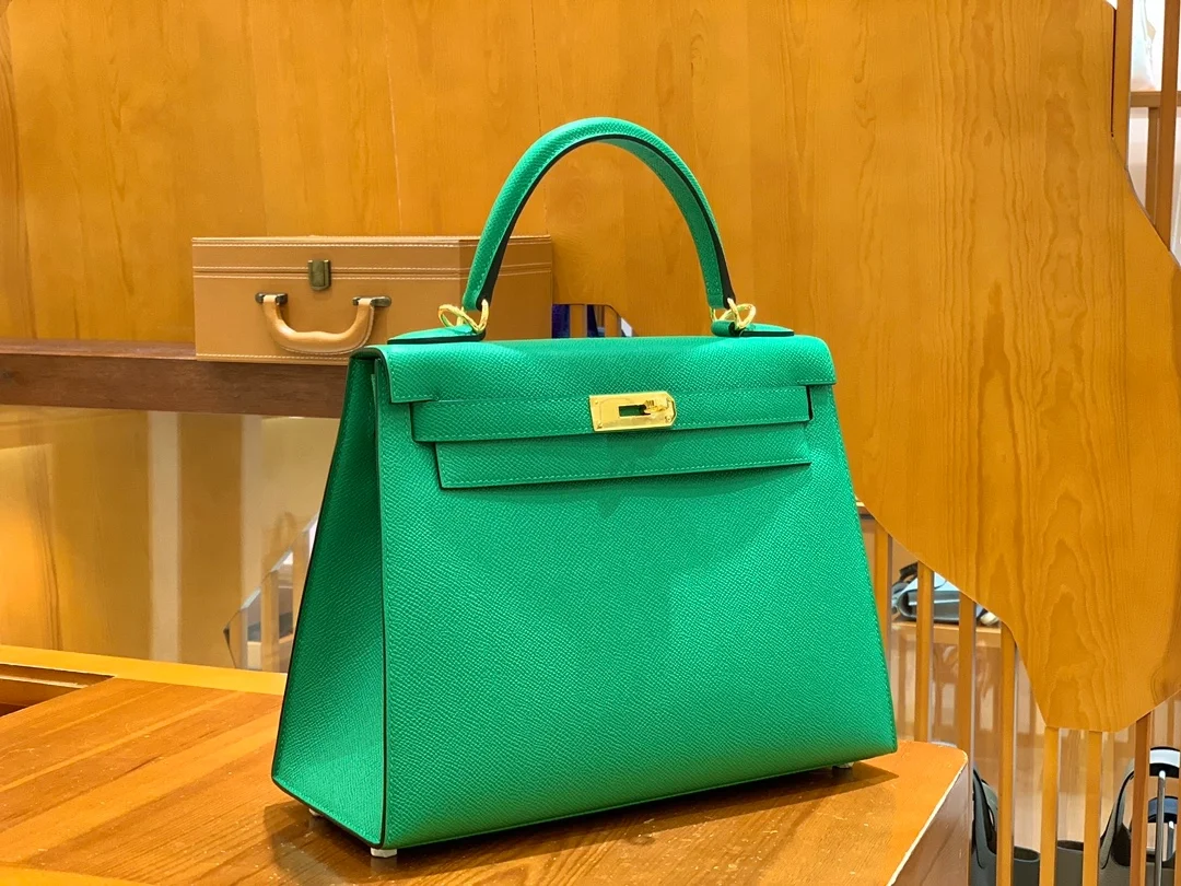 에르메스 켈리 28 셀리에 뱀부 그린 골드 하드웨어 (100% HAND MADE)