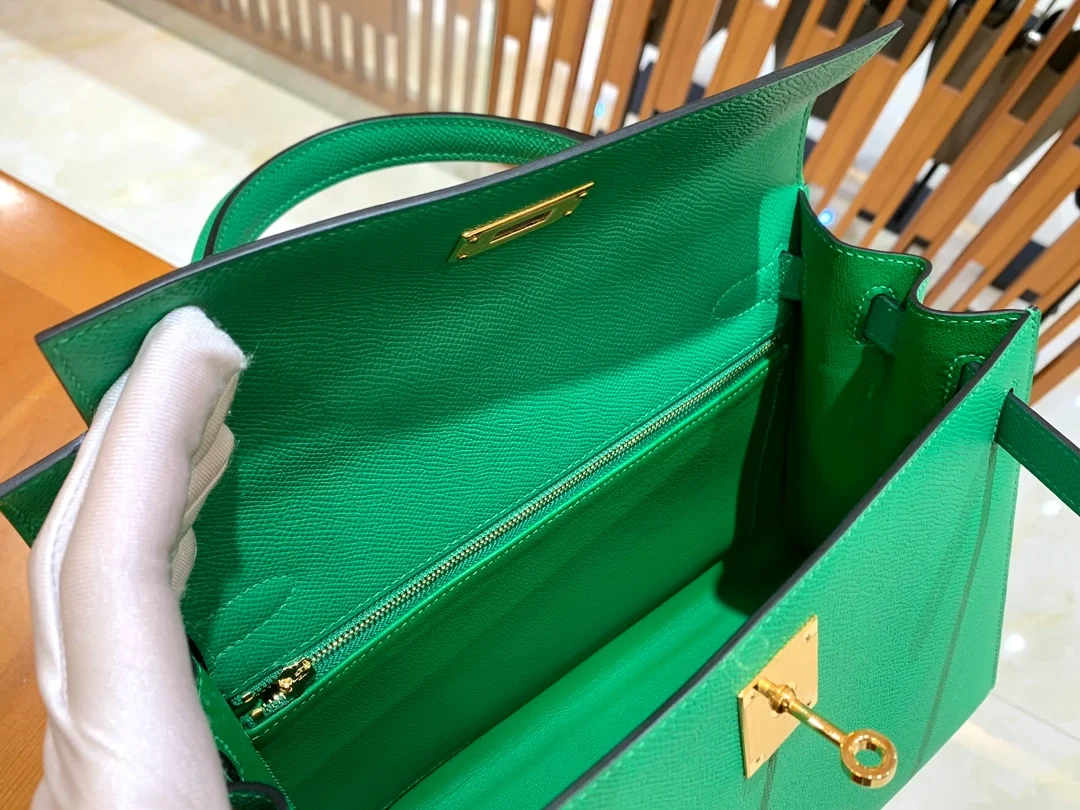 에르메스 켈리 28 셀리에 뱀부 그린 골드 하드웨어 (100% HAND MADE)