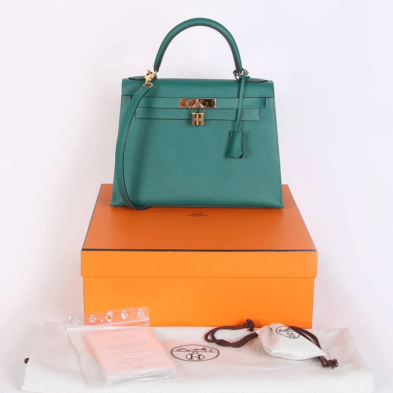 에르메스 켈리 28 셀리에 말라카이트 그린 골드 하드웨어 (100% HAND MADE)
