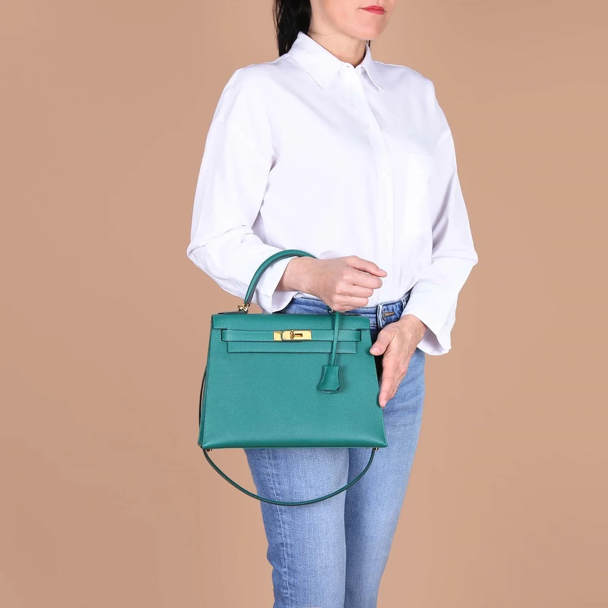 에르메스 켈리 28 셀리에 말라카이트 그린 골드 하드웨어 (100% HAND MADE)